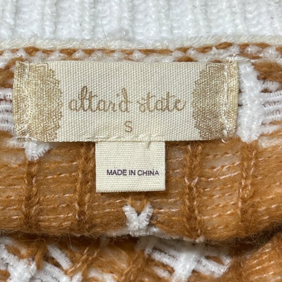 Altar'd State Cropped Sweater Tribal Print Size S Small Gold Cream - Picture 5 of 8